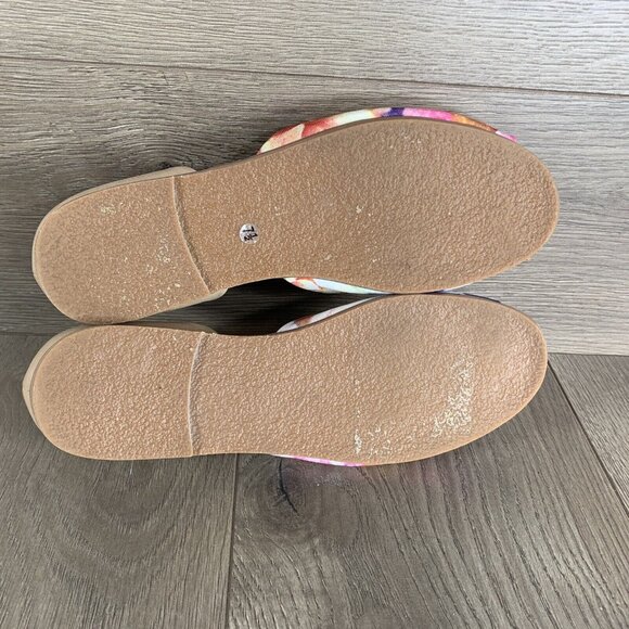 BC Vegan Dress Flat Shoes Women's 7.5 Slip-on Open Toe Floral Print All Man Made - Picture 6 of 16